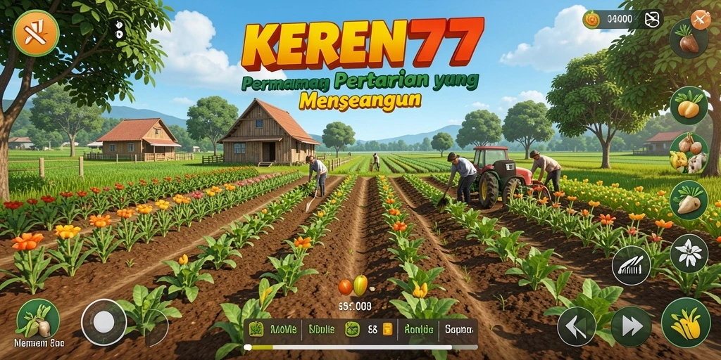 Screenshot KEREN77 menampilkan aktivitas bertani yang seru.