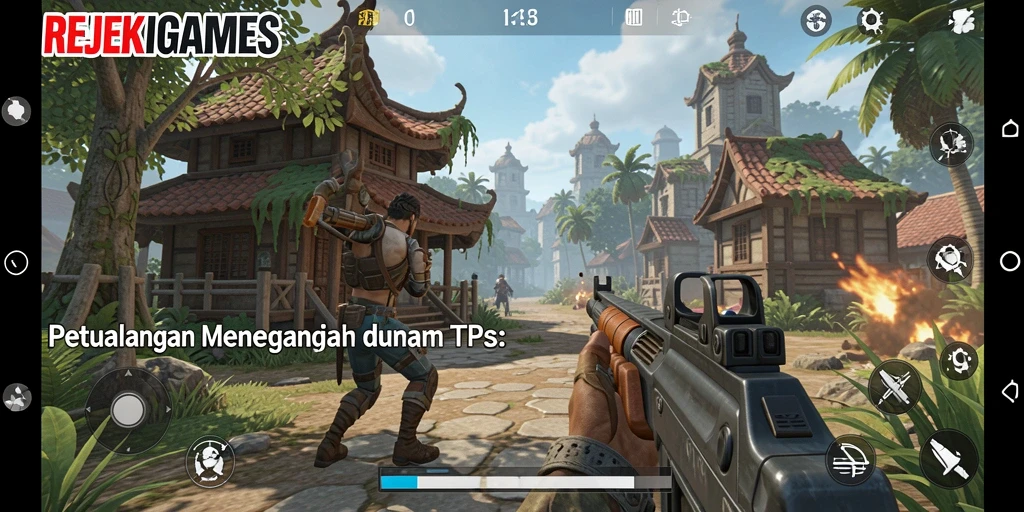 Screenshot utama REJEKIGAMES menampilkan aksi perang yang mendebarkan.