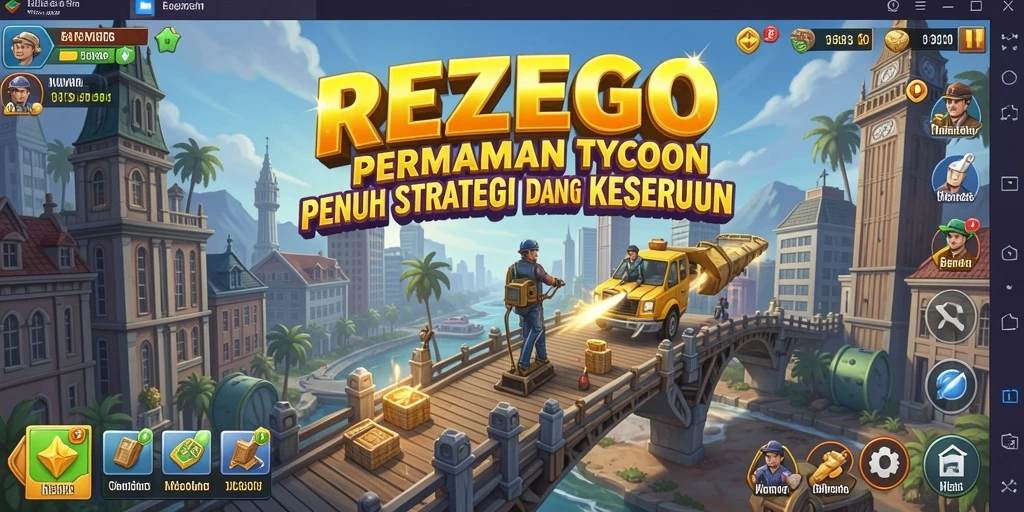 Tampilan screenshot utama permainan REZEGO yang menampilkan gameplay Tycoon.
