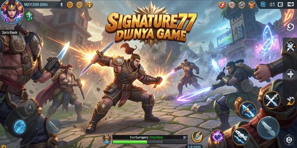 Tampilan dinamis pertarungan di SIGNATURE77 dengan karakter unik dan arena menarik.