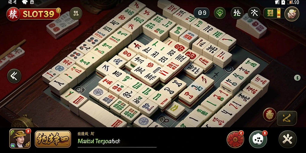 Tampilan permainan utama SLOT39 yang menampilkan aksi Mahjong yang mendebarkan.